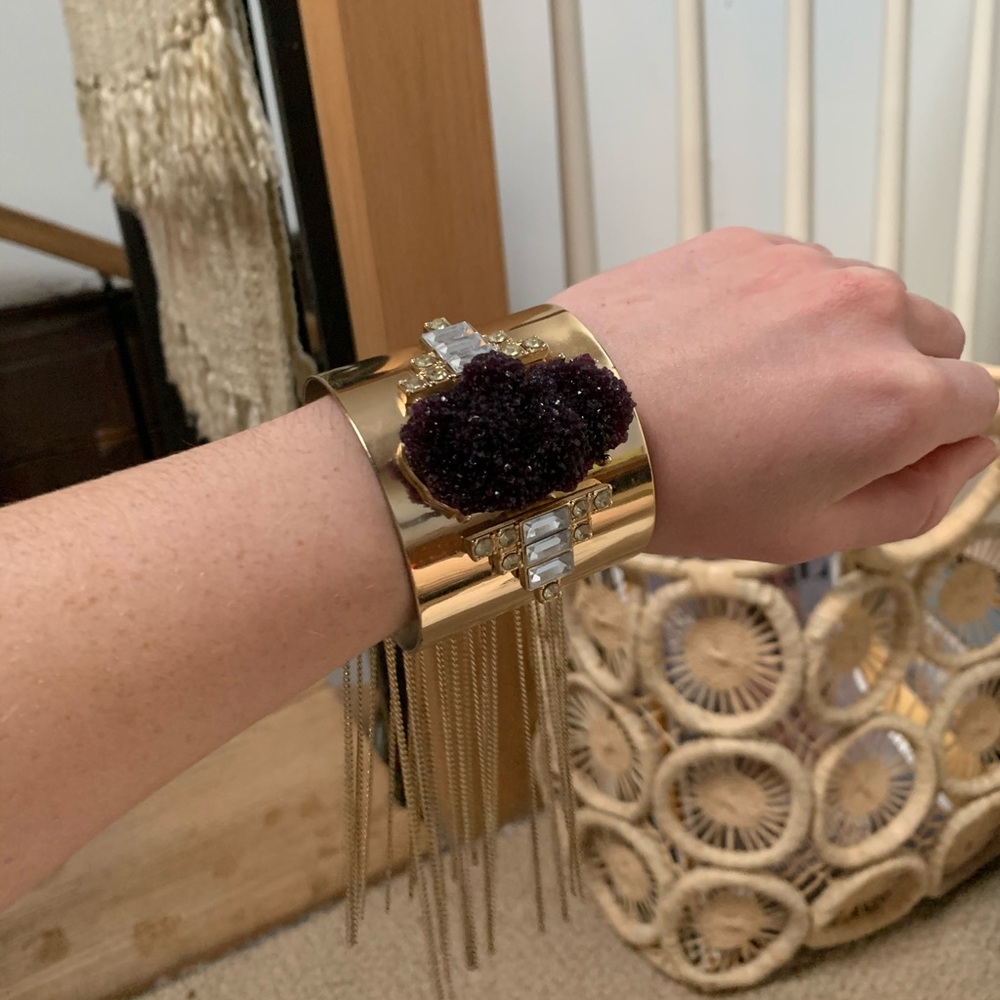 Gold Geode Cuff with Fringe